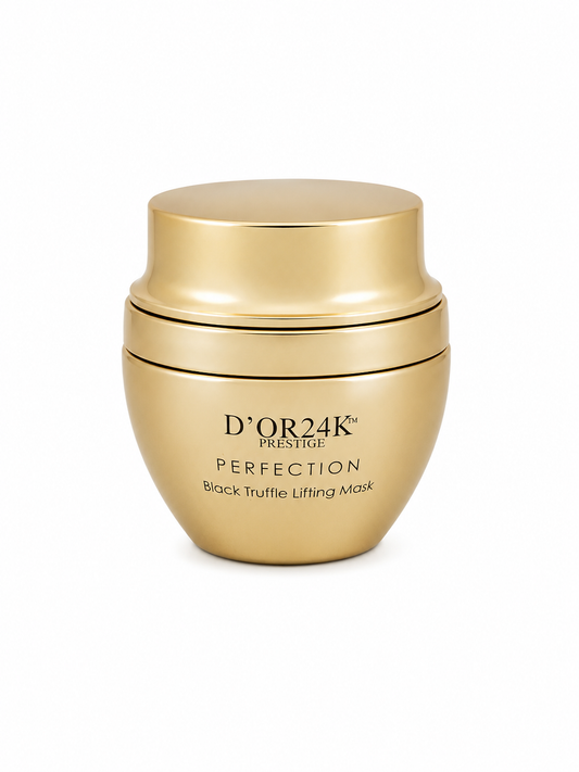 D’OR24K Prestige Perfection Black Truffle + Black Pearl Lifting Mask 50ML luxury skincare jar with gold finish