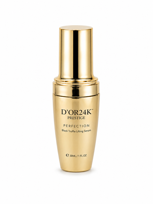 D'OR24K Prestige Perfection Black Truffle Lifting Serum 30ML luxury gold anti-aging skincare bottle on white background