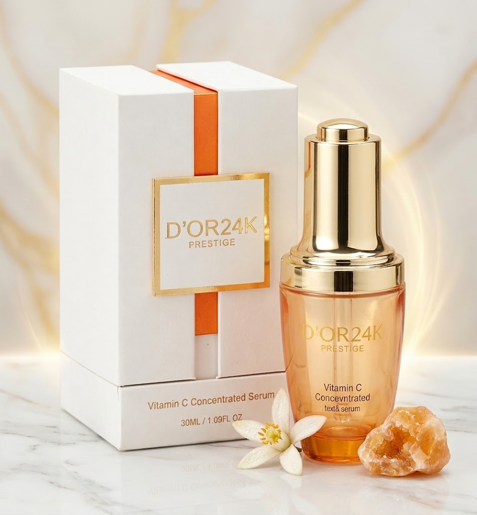 DOR24K Vitamin C Concentrated Serum luxury brightening and radiance booster with advanced vitamin C formula for glowing youthful-looking skin.