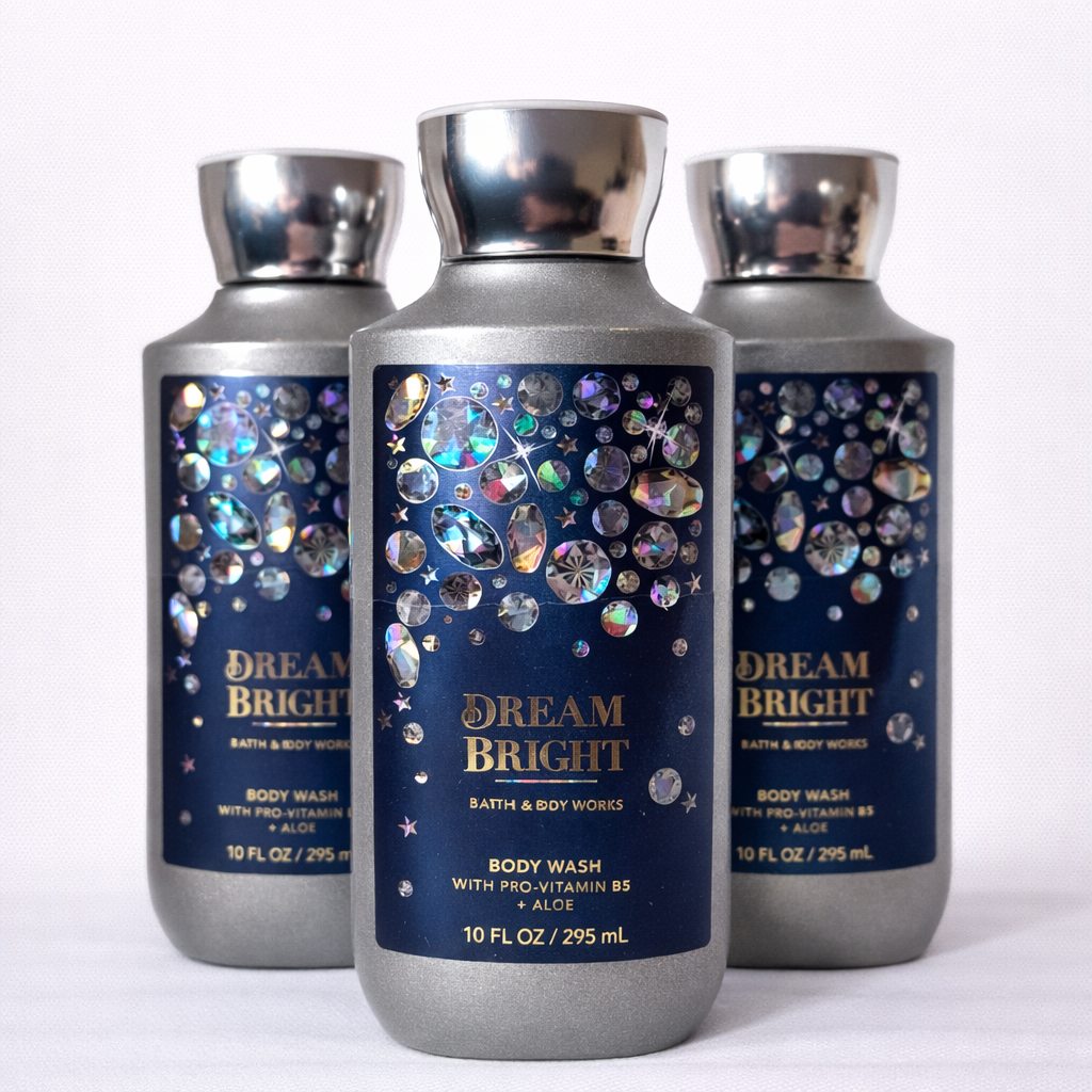 Bath & Body Works DREAM BRIGHT Body Wash 3-Pack bundle 10 oz each with Pro-Vitamin B5 and Aloe moisturizing body wash collection