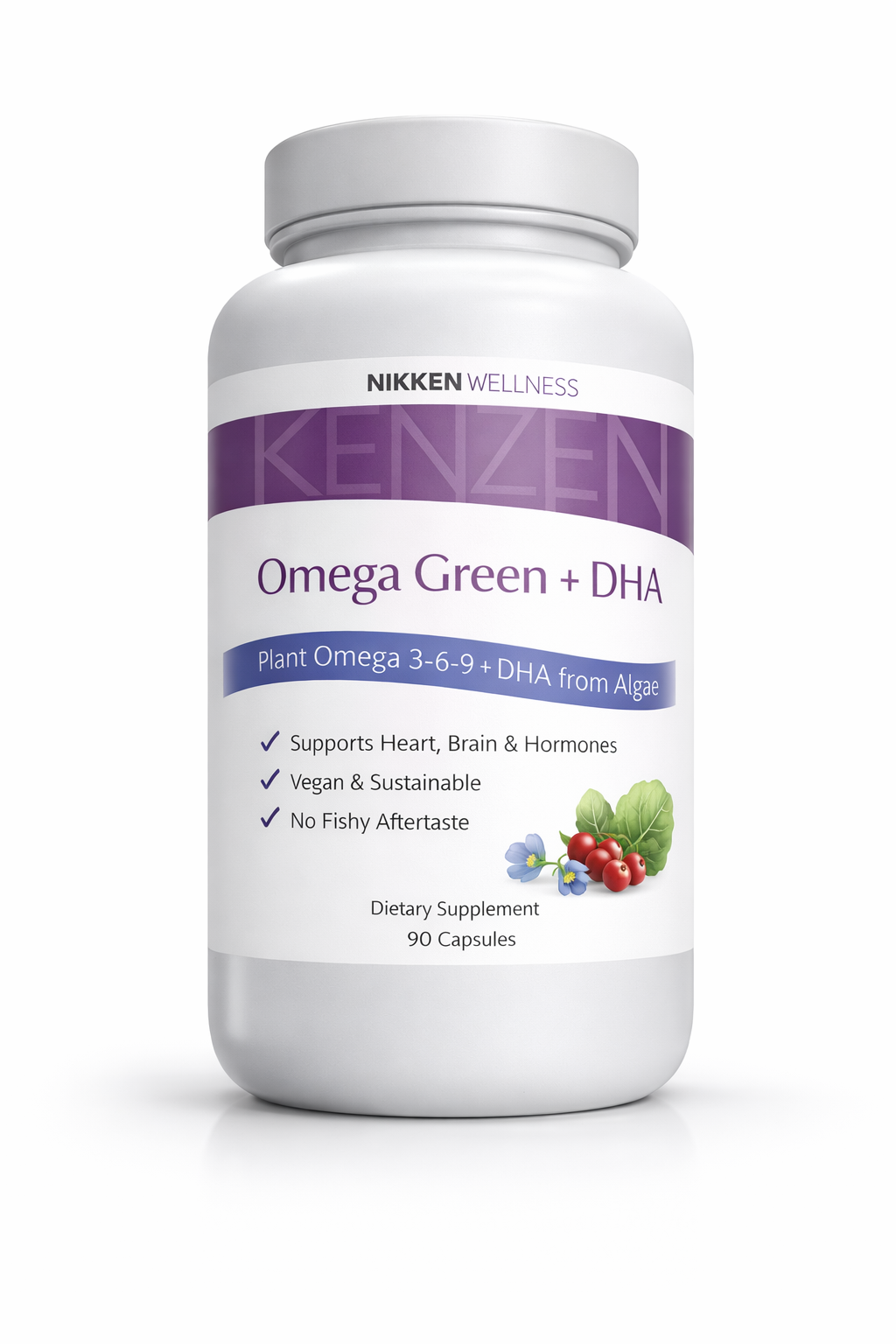KenZen® Omega Green + DHA Vegan Omega 3-6-9 Supplement – 90 Capsules