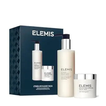 Elemis Dynamic Duo luxury skincare set daily gel cleanser and enzyme exfoliating facial pads spa skincare routine