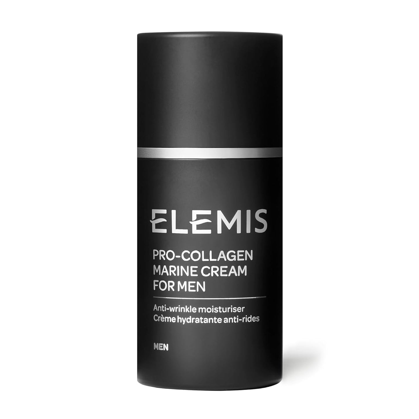 Luxury men's skincare product Elemis Pro-Collagen Marine Cream for Men collagen face moisturizer designed to hydrate skin and reduce wrinkles.