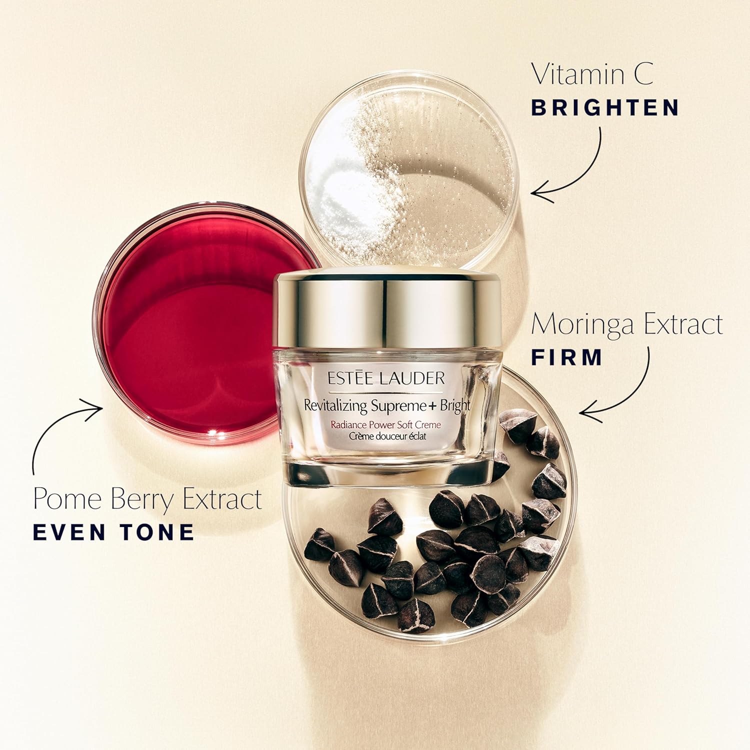 Estée Lauder Bright Radiance Power Soft Cream vitamin C luxury brightening moisturizer for dull skin premium skincare