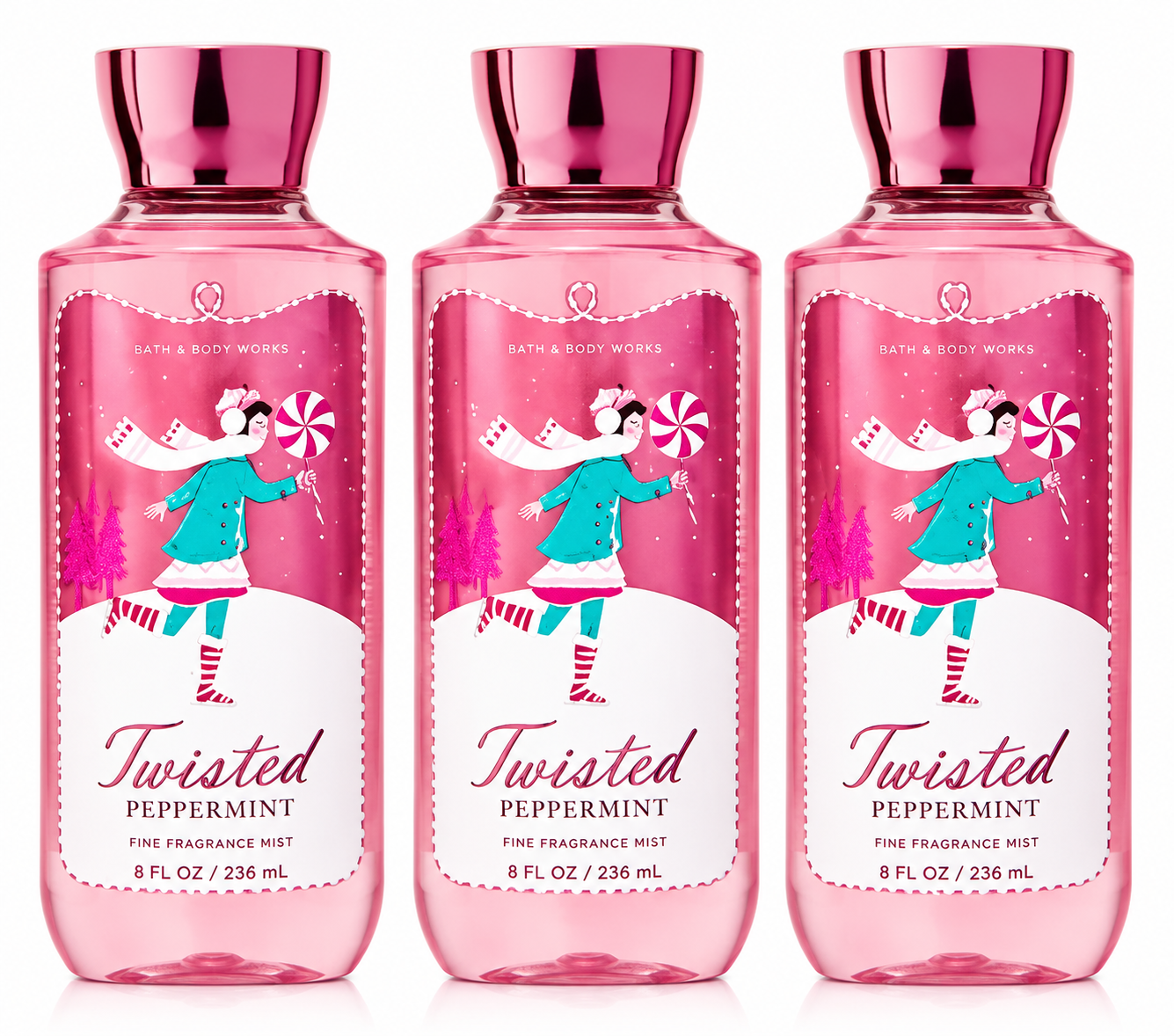 TWISTED PEPPERMINT Bath & Body Works Shower Gel 3-Pack 