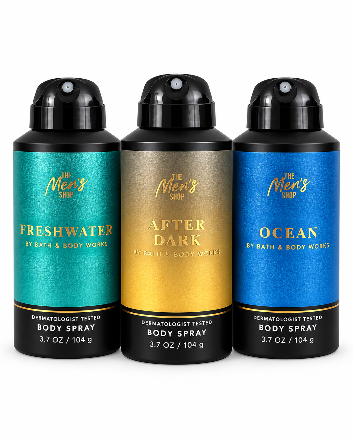 Bath & Body Works FRESHWATER AFTER DARK and OCEAN Men’s Body Spray 3 Pack 3.7 oz bottles