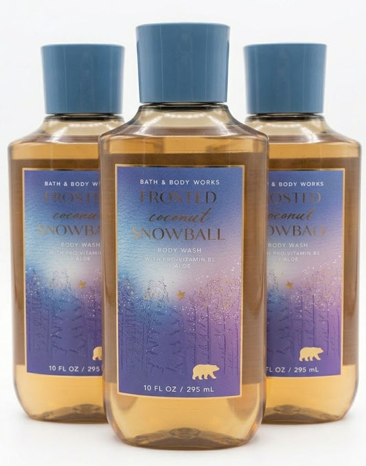 FROSTED COCONUT SNOWBALL Bath & Body Works Body Wash 3-pack bundle winter coconut shower gel collection