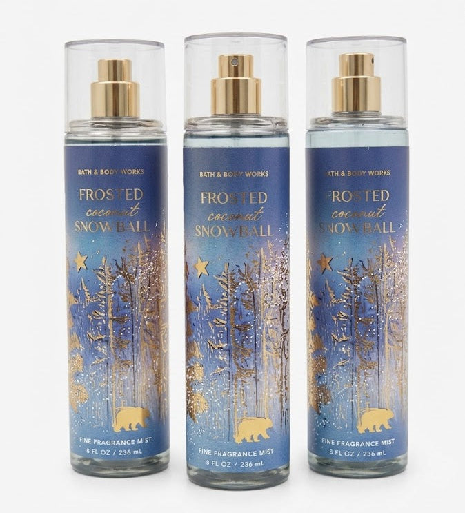 FROSTED COCONUT SNOWBALL Bath & Body Works Fragrance Mist 3-pack bundle winter coconut body spray collection