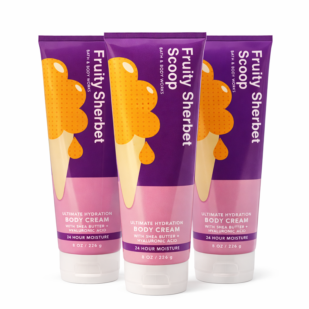 Fruity Sherbet Scoop Body Cream 8 Oz / 226 G (Pack Of 3) | Ultra Moisturizing