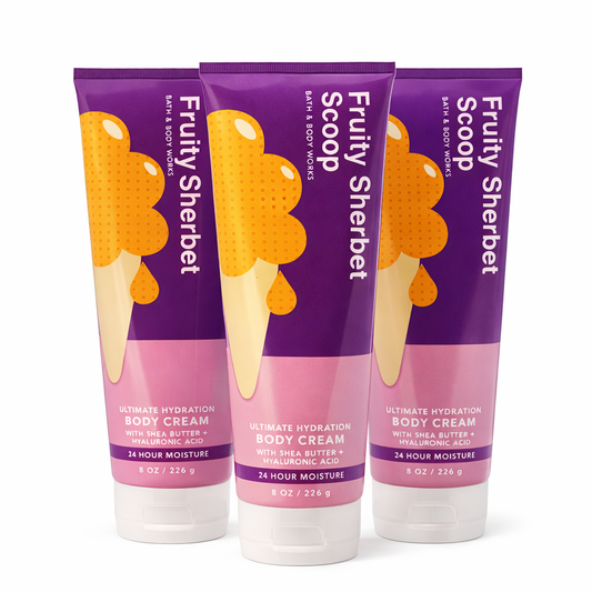 Fruity Sherbet Scoop Body Cream 8 Oz / 226 G (Pack Of 3) | Ultra Moisturizing