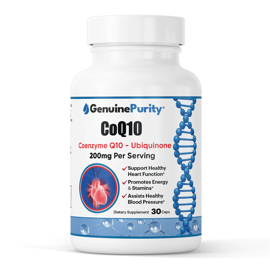 GenuinePurity Liposomal CoQ10 ubiquinone supplement for wellness energy vitality and healthy aging support