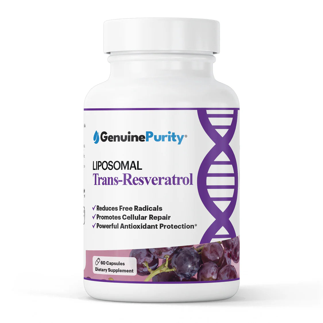 GenuinePurity Liposomal Trans Resveratrol supplement for wellness healthy aging and daily vitality support