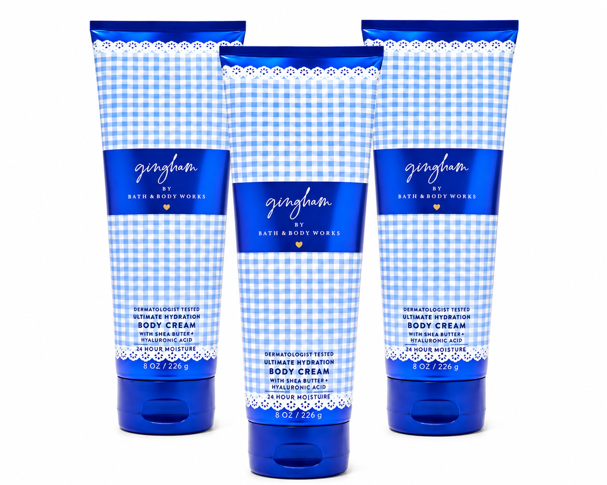 Bath & Body Works GINGHAM Ultimate Hydration Body Cream 8 oz 3 Pack