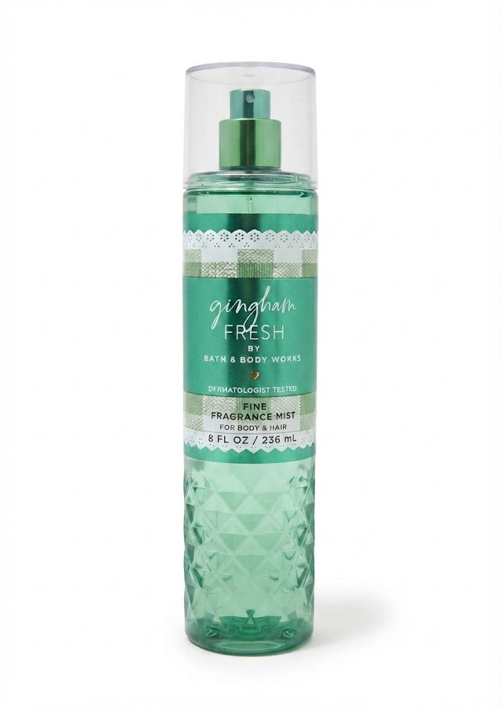 GINGHAM FRESH Bath & Body Works Fine Fragrance Mist, 8 oz green fresh body and hair spray bottle