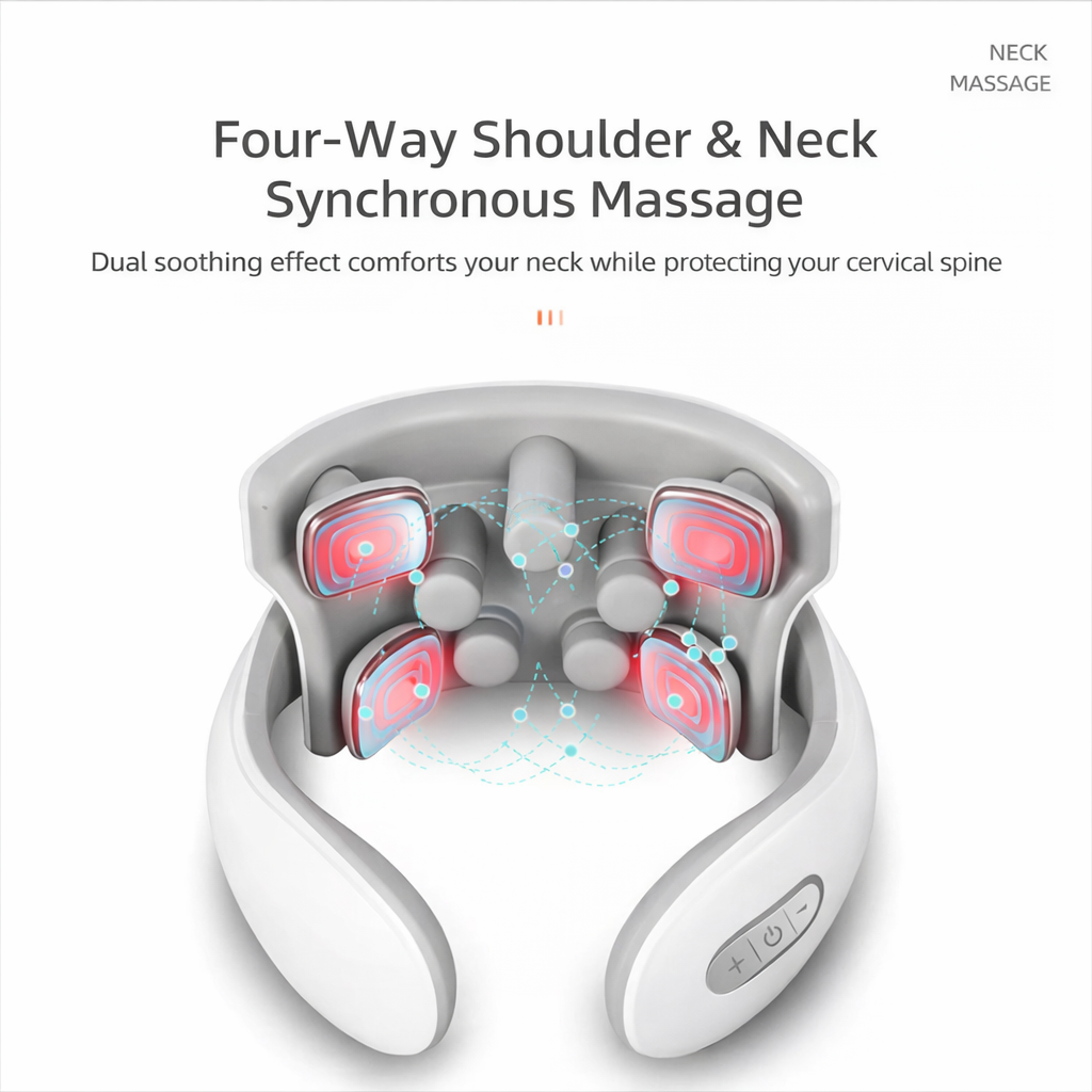 Heated neck massager providing heat therapy for muscle stiffness relief and improved blood circulation