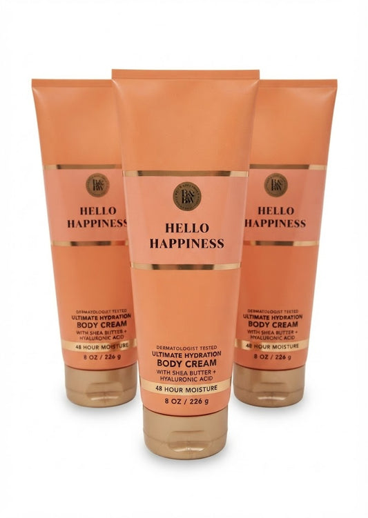 HELLO HAPPINESS Bath & Body Works Ultimate Hydration Body Cream 3-Pack, 8 oz each, orange moisturizing body cream tubes