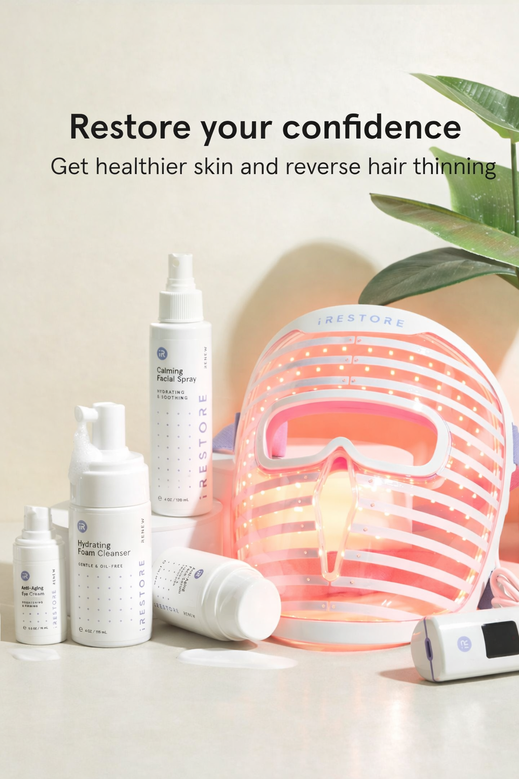 iRestore LED light therapy face mask anti aging skincare technology device for wrinkles and skin rejuvenation My Wrinkles Gone