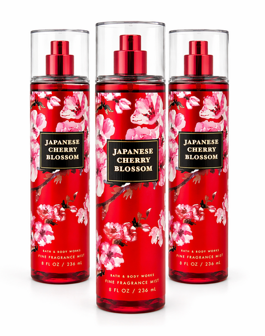 Bath & Body Works JAPANESE CHERRY BLOSSOM fine fragrance mist 3 pack 8 oz each floral body spray