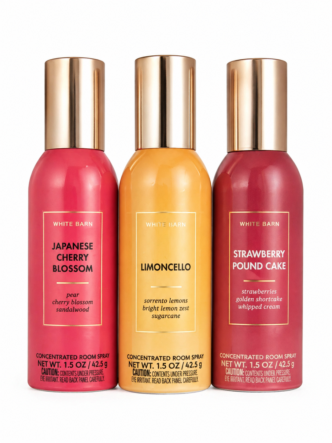 Bath & Body Works room spray 3 pack JAPANESE CHERRY BLOSSOM LIMONCELLO STRAWBERRY POUND CAKE 1.5 oz each home fragrance bundle