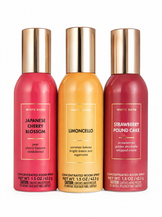 Bath & Body Works room spray 3 pack JAPANESE CHERRY BLOSSOM LIMONCELLO STRAWBERRY POUND CAKE 1.5 oz each home fragrance bundle