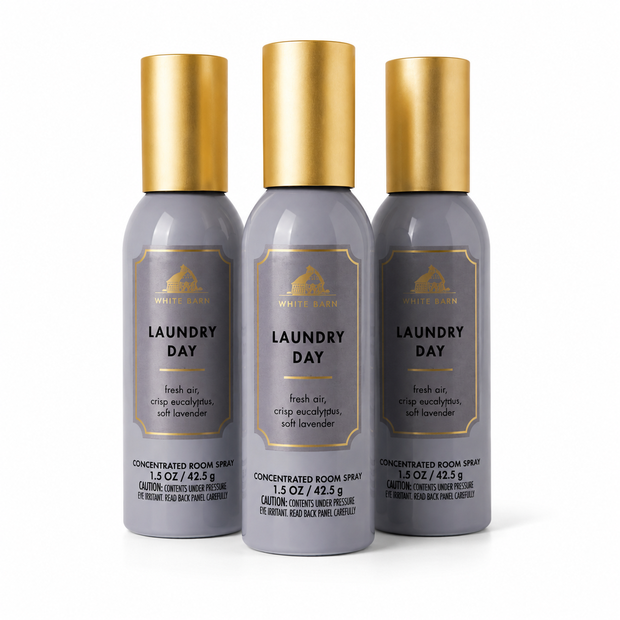 White Barn LAUNDRY DAY Concentrated Room Spray 3-Pack bundle 1.5 oz each with fresh air crisp eucalyptus and soft lavender fragrance authentic home scent collection