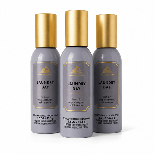White Barn LAUNDRY DAY Concentrated Room Spray 3-Pack bundle 1.5 oz each with fresh air crisp eucalyptus and soft lavender fragrance authentic home scent collection