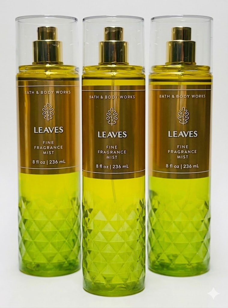 Bath & Body Works LEAVES fine fragrance mist 3 pack 8 oz each warm fall scent with apple cinnamon and clove