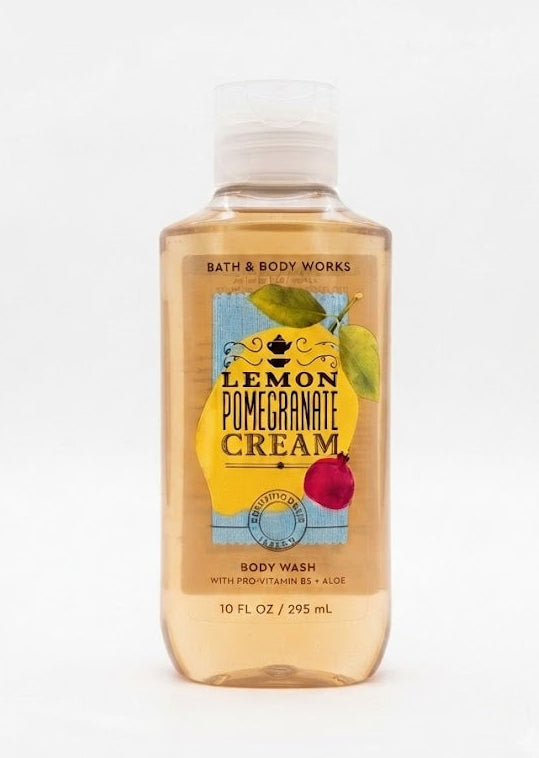 LEMON POMEGRANATE CREAM Bath & Body Works Body Wash, 10 oz bottle with pro-vitamin B5 and aloe