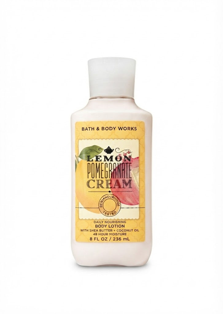 LEMON POMEGRANATE CREAM Bath & Body Works Daily Nourishing Body Lotion, 8 oz bottle with shea butter and coconut oil