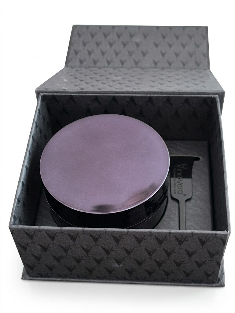 Luxury resveratrol skincare Malbec DNA box open presentation premium anti aging capsules product packaging