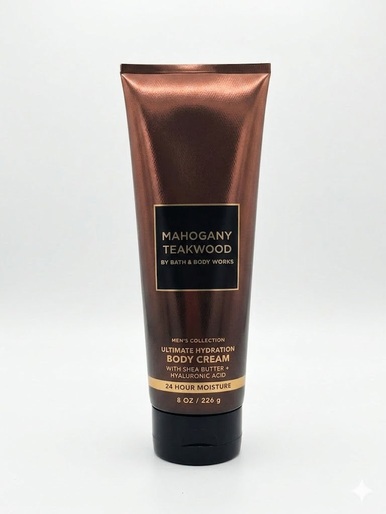 Mahogany Teakwood Bath & Body Works Men’s Body Cream 8 oz rich woody masculine fragrance hydrating lotion with shea butter hyaluronic acid