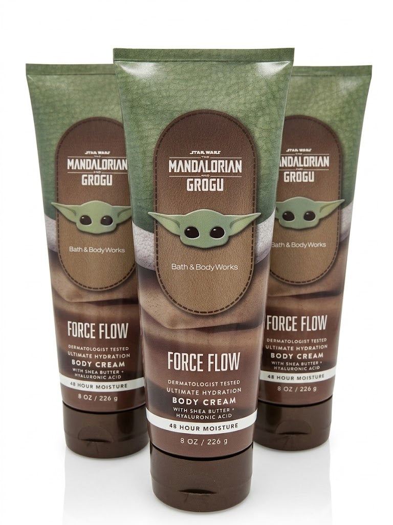 Bath & Body Works FORCE FLOW Ultimate Hydration Body Cream 3-Pack from STAR WARS The Mandalorian and Grogu collection 8 oz each with shea butter and hyaluronic acid