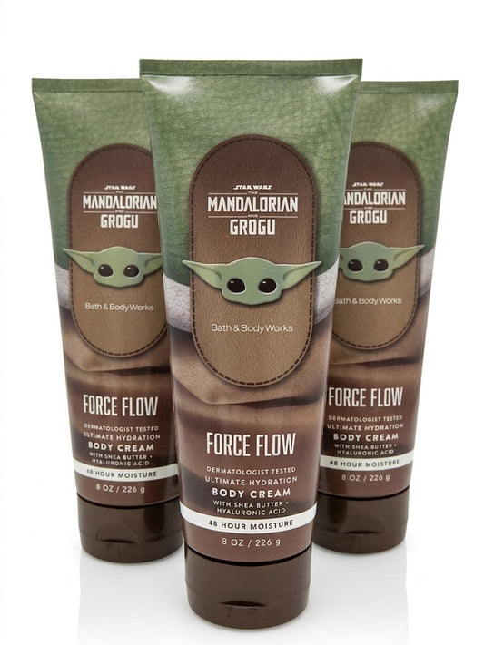 Bath & Body Works FORCE FLOW Ultimate Hydration Body Cream 3-Pack from STAR WARS The Mandalorian and Grogu collection 8 oz each with shea butter and hyaluronic acid