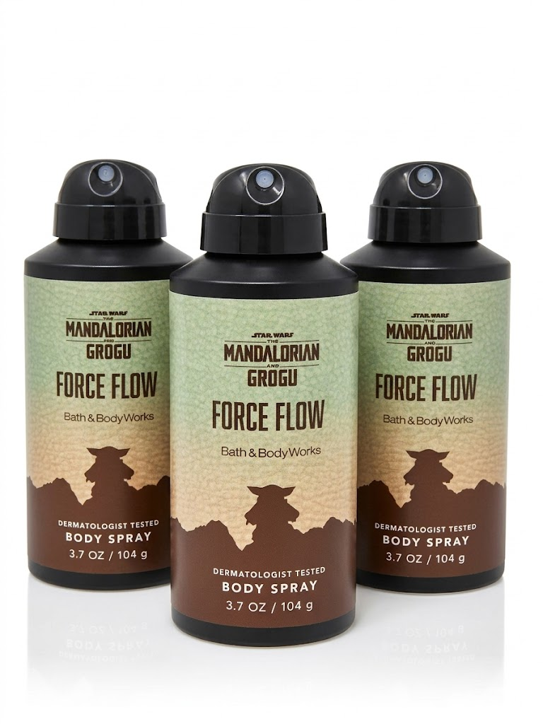 Bath & Body Works FORCE FLOW Body Spray 3-Pack from STAR WARS The Mandalorian and Grogu collection 3.7 oz each authentic men's fragrance bundle