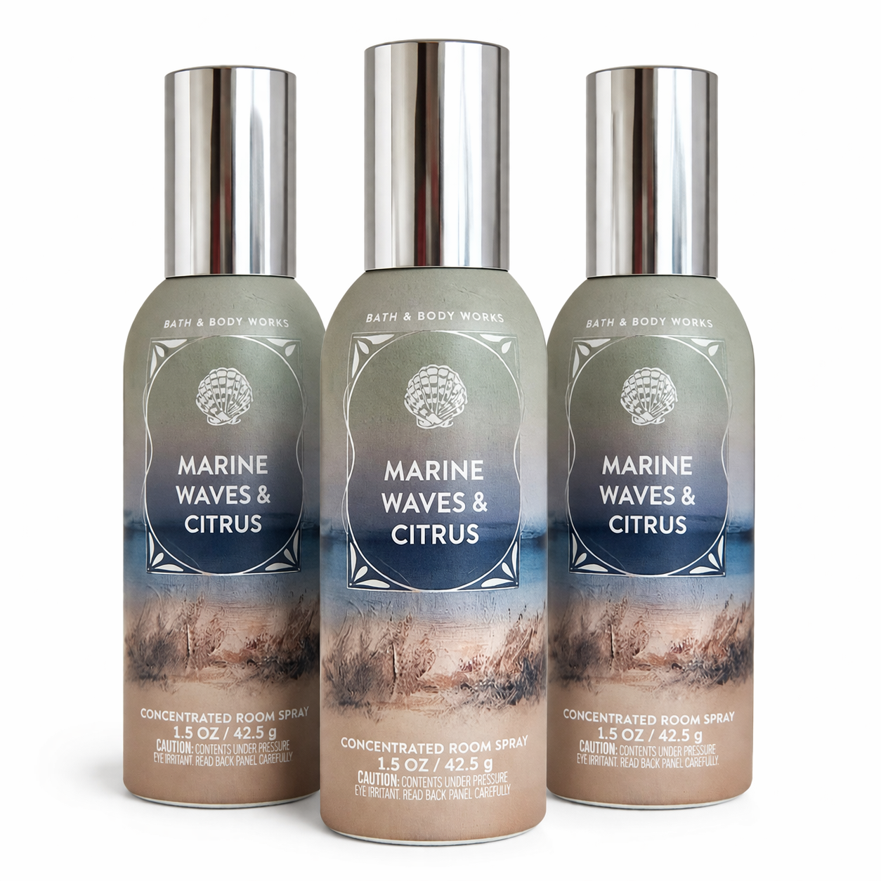 Marine Waves & Citrus Room Spray Bath & Body Works 3 pack 1.5 oz each fresh clean ocean scent home spray bundle MWG