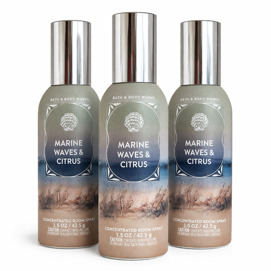 Marine Waves & Citrus Room Spray Bath & Body Works 3 pack 1.5 oz each fresh clean ocean scent home spray bundle MWG