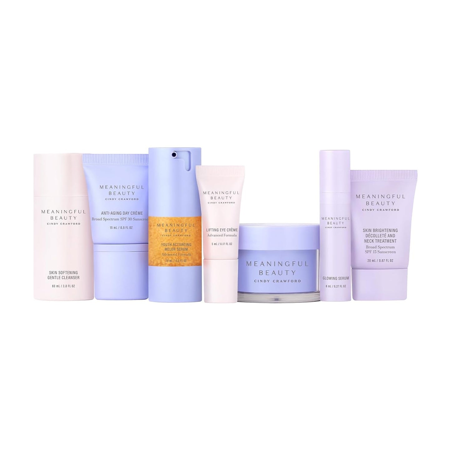 Meaningful Beauty Anti Aging Daily Skincare System with Youth Activating Serum Cindy Crawford 7 Piece Skincare Set Luxury Anti Wrinkle Routine My Wrinkles Gone