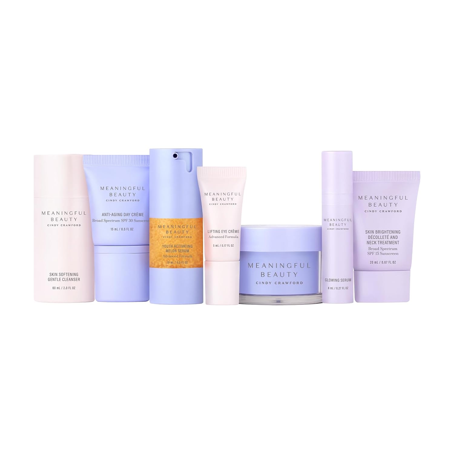 Meaningful Beauty Anti Aging Daily Skincare System with Youth Activating Serum Cindy Crawford 7 Piece Skincare Set Luxury Anti Wrinkle Routine My Wrinkles Gone