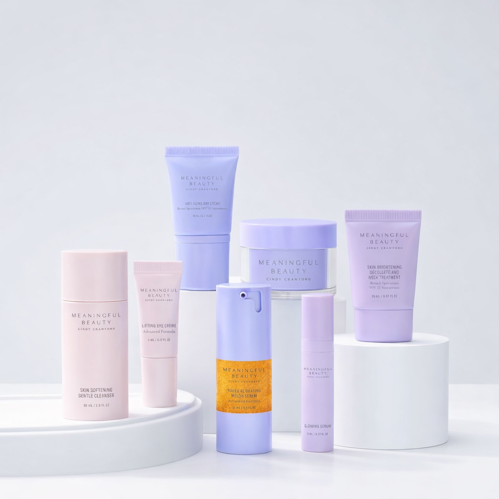 Meaningful Beauty Anti Aging Daily Skincare System with Youth Activating Serum Cindy Crawford 7 Piece Skincare Set Luxury Anti Wrinkle Routine