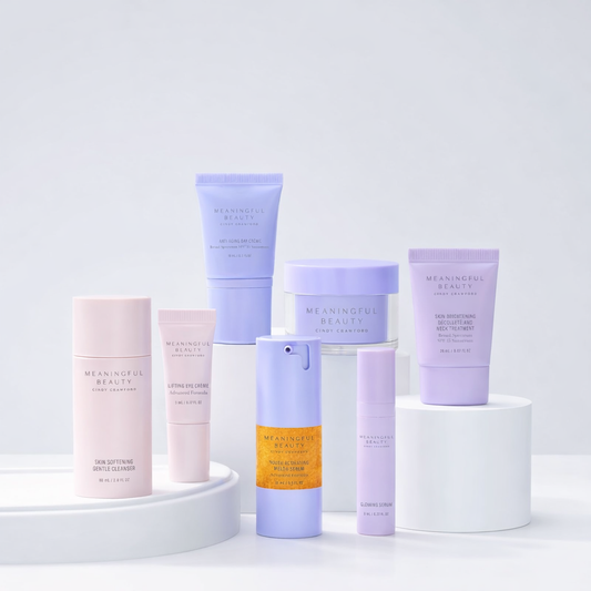 Meaningful Beauty Anti Aging Daily Skincare System with Youth Activating Serum Cindy Crawford 7 Piece Skincare Set Luxury Anti Wrinkle Routine