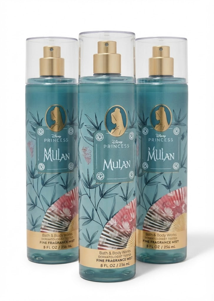 MULAN Disney Princess Bath & Body Works Fine Fragrance Mist 3-Pack, 8 oz each, teal collectible fragrance bottles