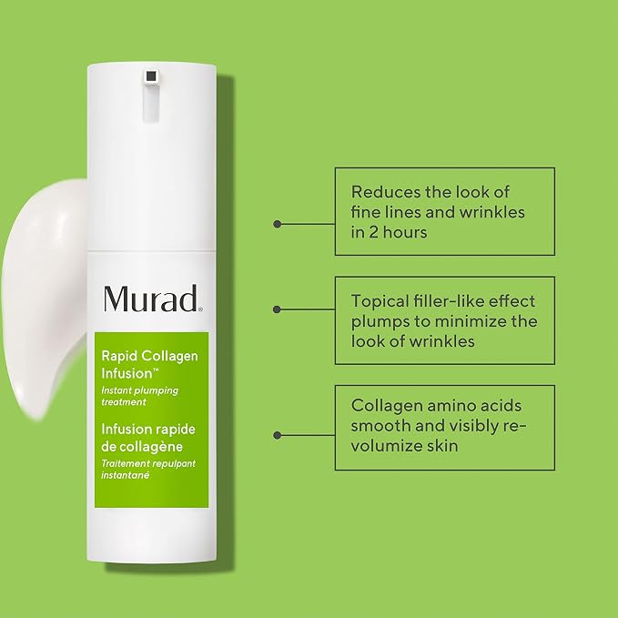 Angled view of Murad Rapid Collagen Infusion anti-aging serum for wrinkles and skin firmness