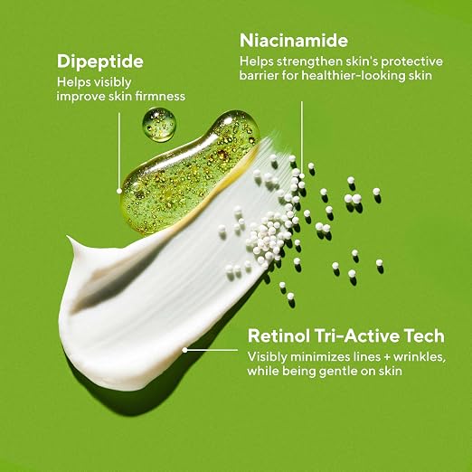 MURAD Retinol Youth Renewal Night Cream labeled ingredients on a green background