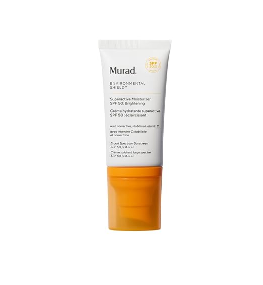 MURAD Superactive Brightening Moisturizer SPF 50 with Vitamin C to brighten skin, hydrate, and provide broad-spectrum UV protection
