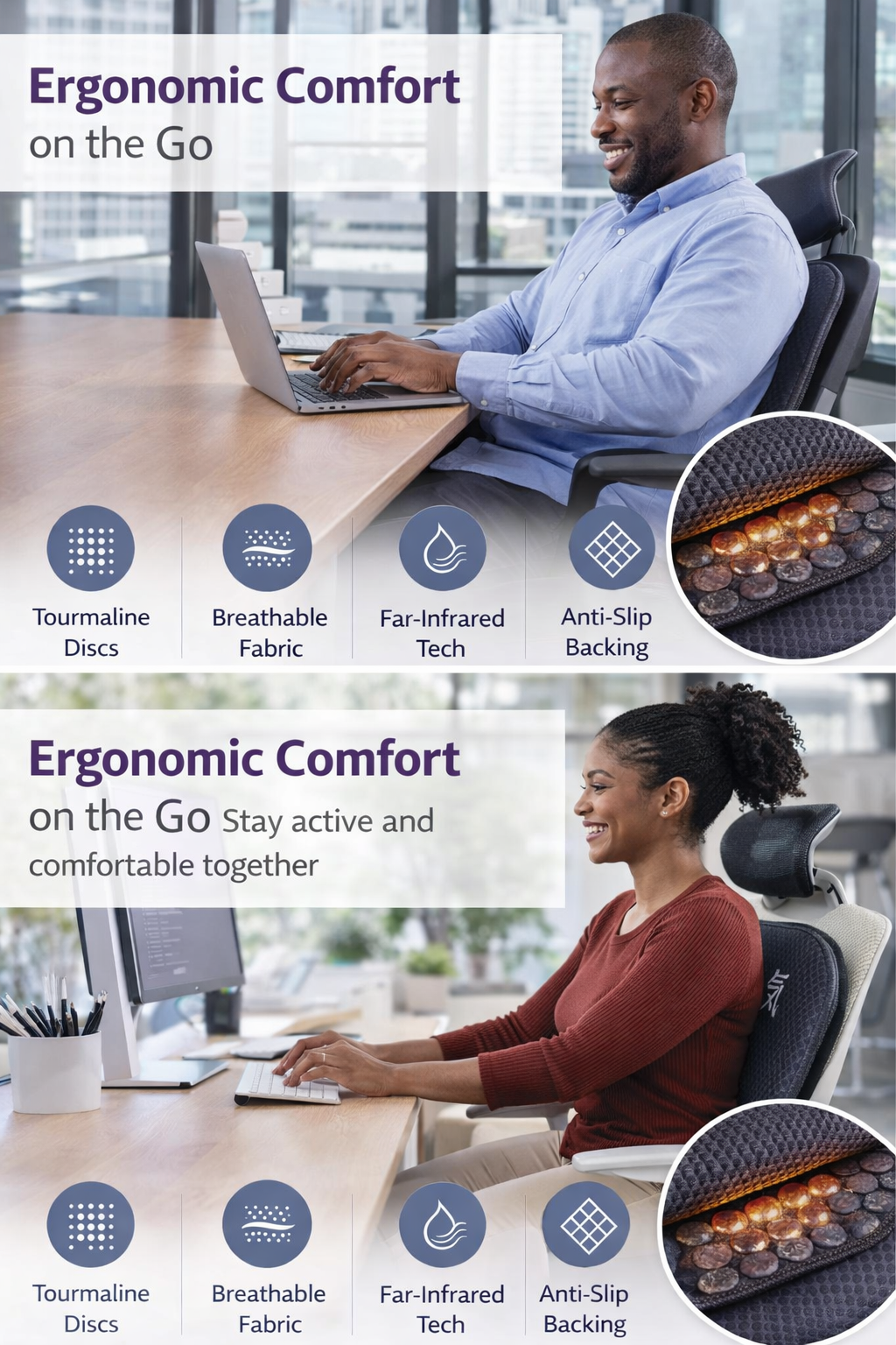 NIKKEN Kenko Seat Magnetic Wellness Seat Cushion with NIKKEN magnetic wellness design - premium magnetic wellness seat cushion product image 3