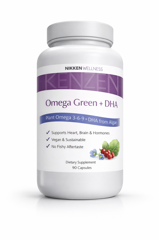 NIKKEN KenZen Omega Green + DHA with vegan omega 3-6-9 formula - premium vegan omega supplement