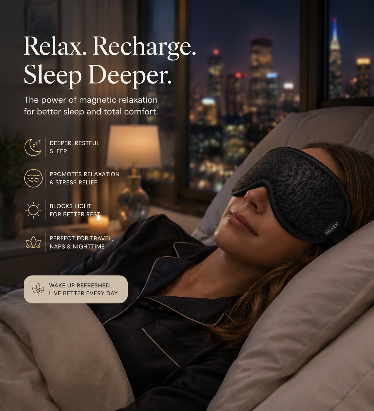NIKKEN Kenko PowerSleep Mask with NIKKEN sleep-comfort design - premium sleep comfort mask product image 3
