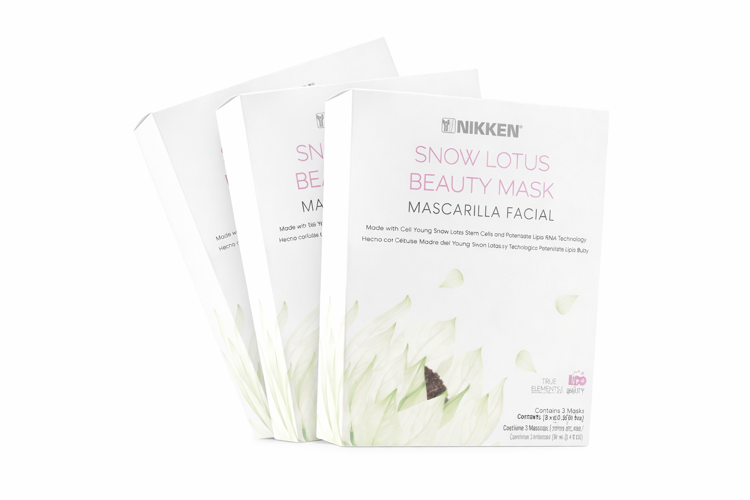 NIKKEN Snow Lotus Bio-Cellulose Face Mask 3-Pack with bio-cellulose skincare mask design - premium hydrating face mask set