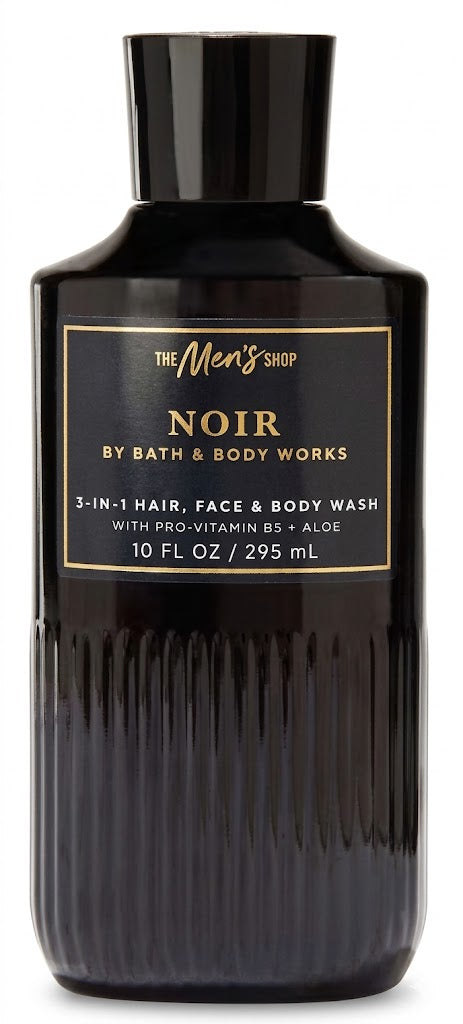 NOIR Bath & Body Works 3-in-1 Hair Face Body Wash 10 fl oz for men with aloe and vitamin B5 – clean fresh masculine scent
