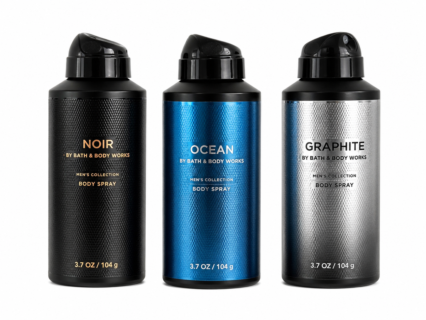 Bath & Body Works men body spray 3 pack NOIR OCEAN GRAPHITE 3.7 oz each masculine fragrance bundle
